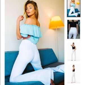 Revice high waisted white flare jeans